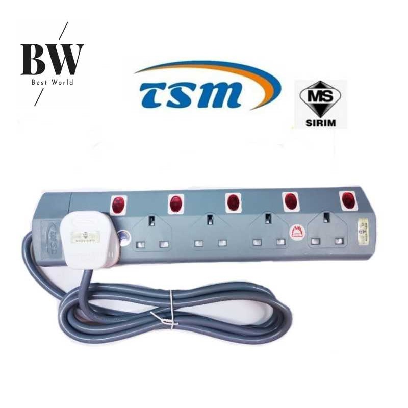 [Full Sirim] 5 Way Extension Trailing Socket 2.0M/5.0M | Shopee Malaysia