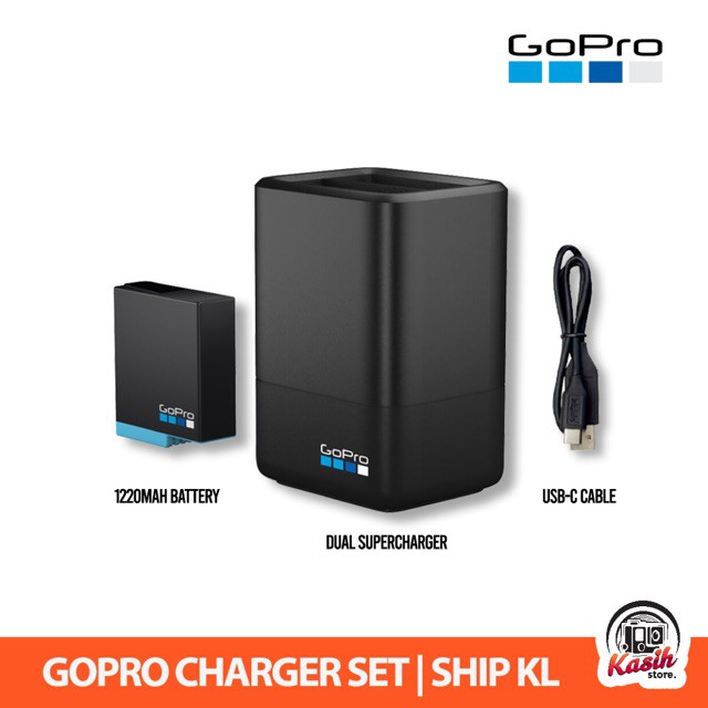 Spot Gopro Hero9 & Hero 8 Original Dual Battery Charger + Battery ...