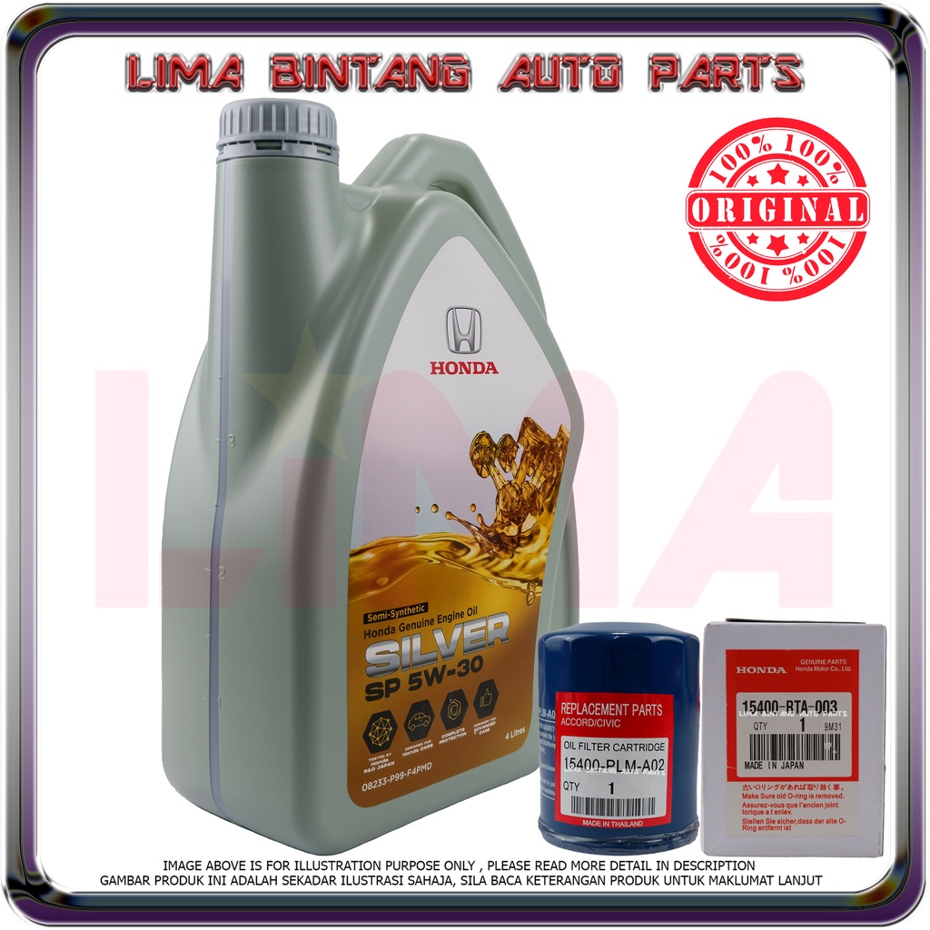 Combo! Honda Sp Silver 5W30 Semi Synthetic Genuine Engine Oil 4 Liter ...