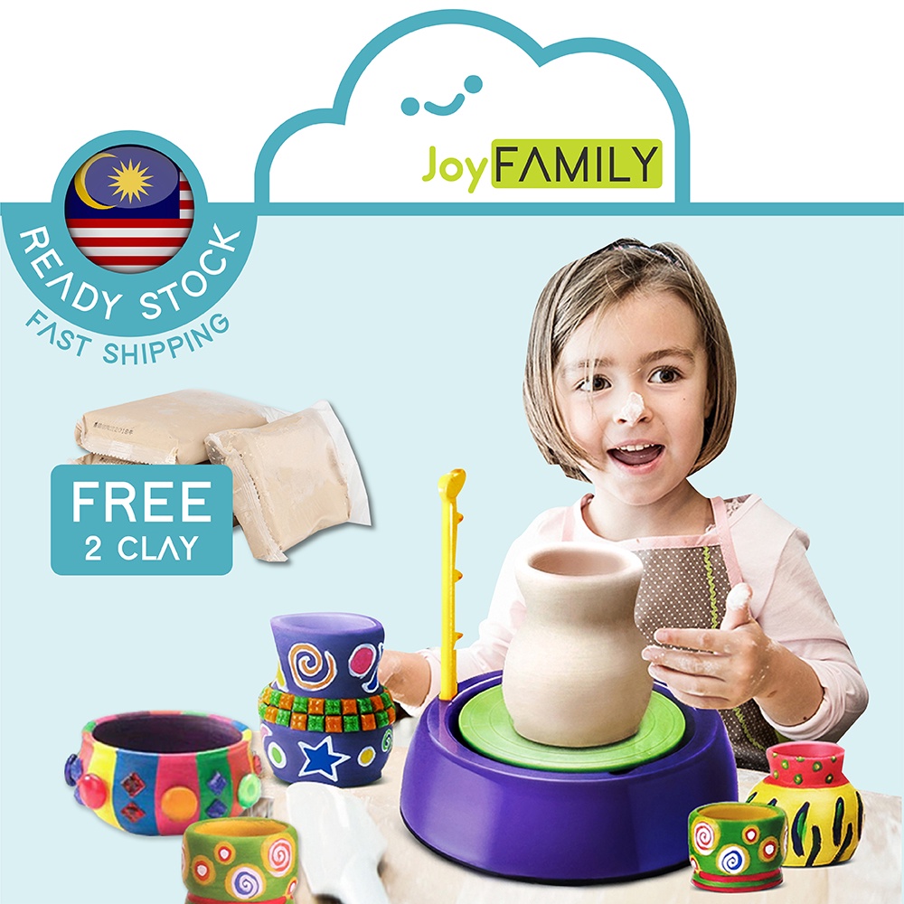 Malaysia READY STOCK! Kid Art & Craft Pottery Wheel Set Creative Clay Toy Children DIY Toys