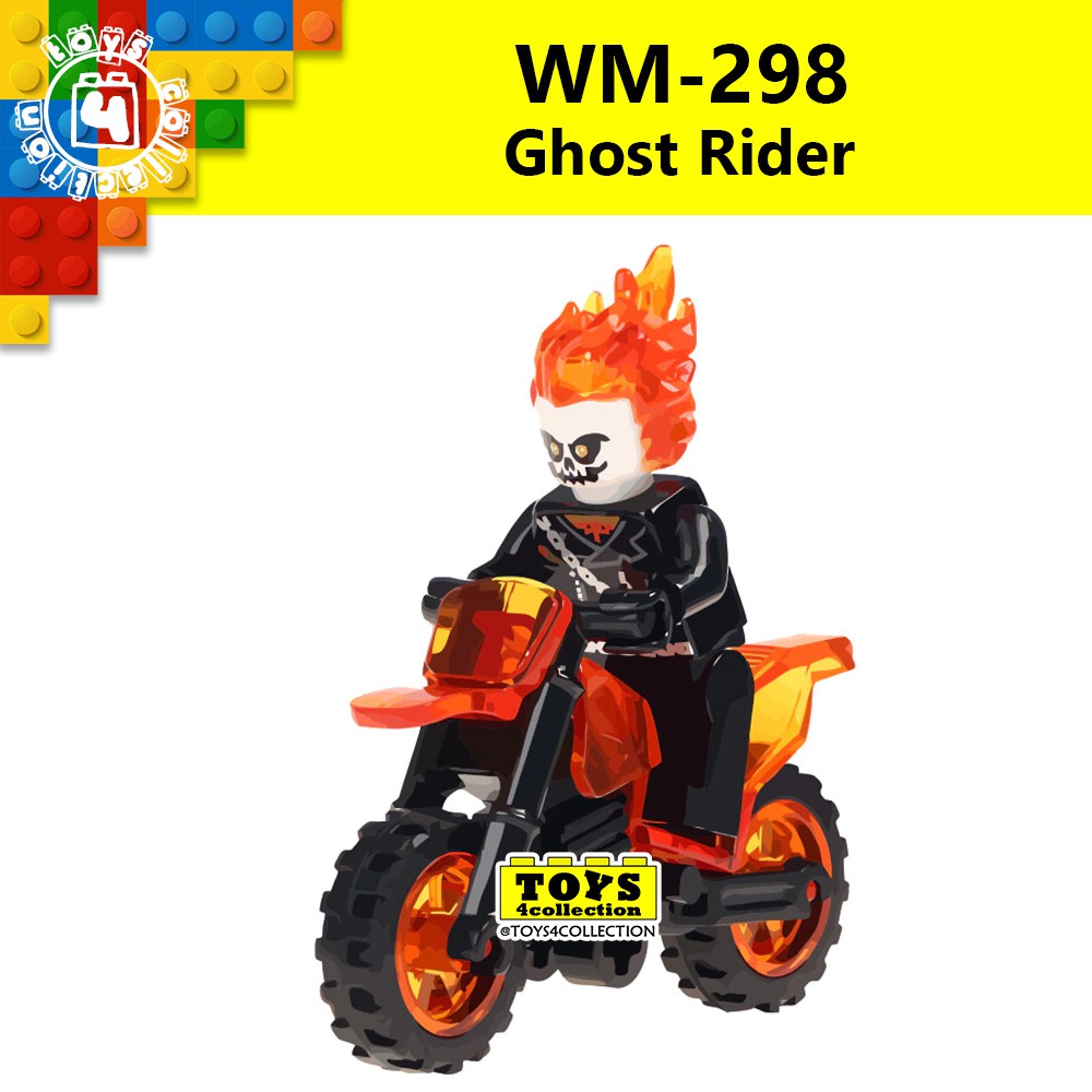 WM298 Ghost Rider & Motor Superheroes Minifigures Block Compatible ...