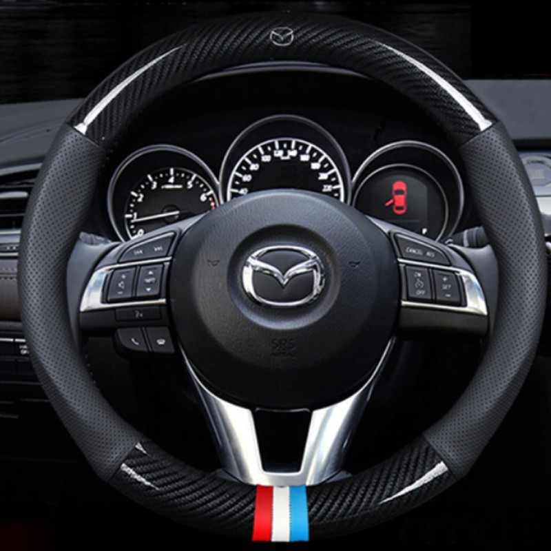 [FACTORY PRICE] Mazda Carbon Fiber Leather Steering Cover 2 3 6 cx3 cx5