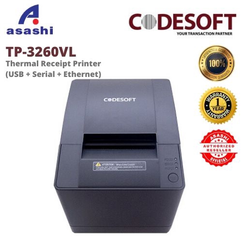 Code Soft TP-3260VL Thermal Receipt Printer (USB + Serial + Ethernet ...