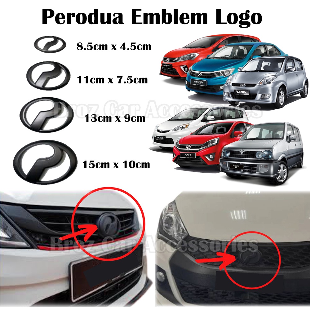 Car Emblem Logo Ornament Matte Black For Perodua Myvi Axia Bezza Alza ...