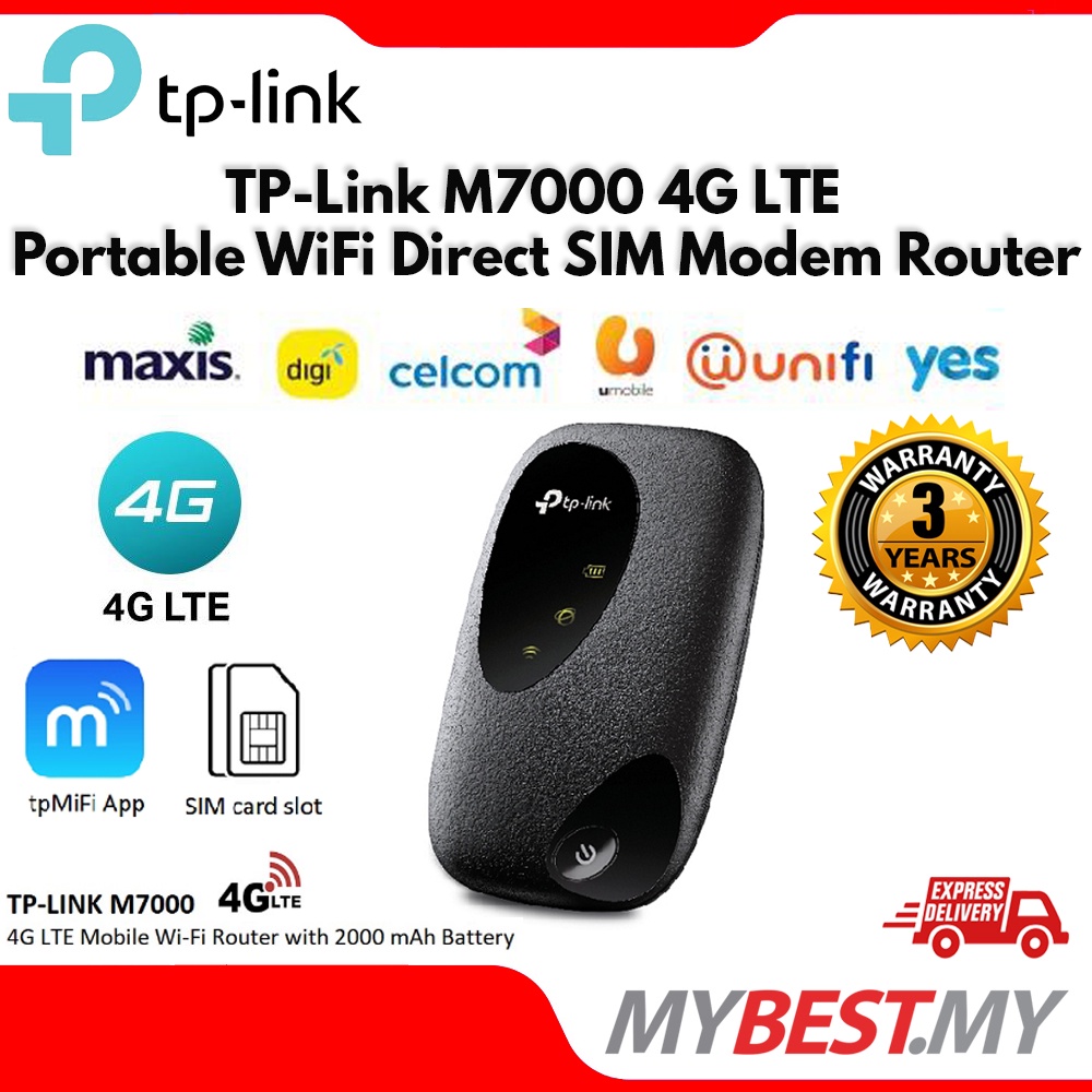 Tp Link M7000 4g Lte Portable Wifi Direct Sim Modem Router Shopee