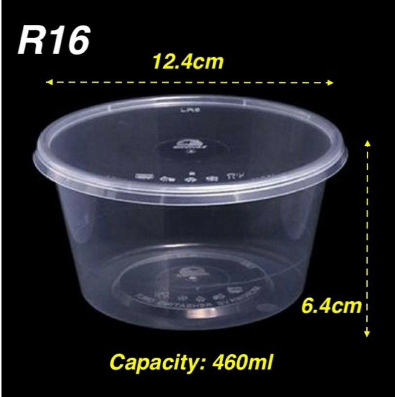 (500Sets) Round Plastic Food Container With Lid / Bekas Plastic Bulat ...