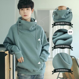 Ready Stock Autumn high collar hoodie men leisure loose clothes ins popular logo joker character new tide ShuaiWei garments Shopee Malaysia