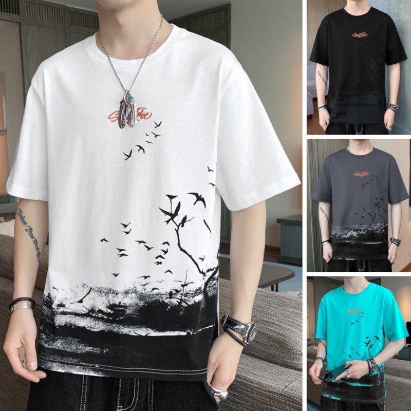 Tshirt Men's Summer Korean Fashion Shortsleeved Tshirt Loose Tide Brand Man Top Baju T Shirt