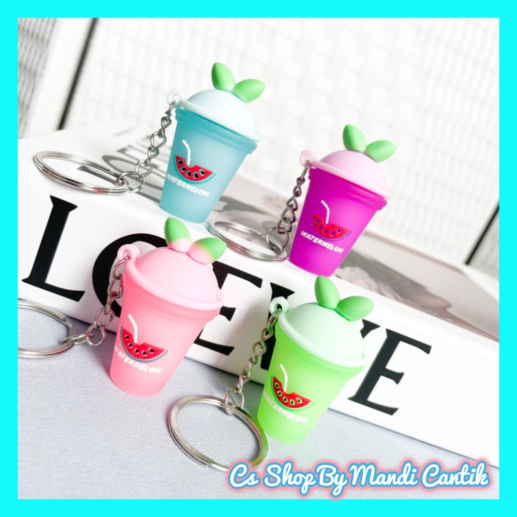GANTUNGAN Key Ring keychan boba Watermelon Fruit Drink Watermelon ...