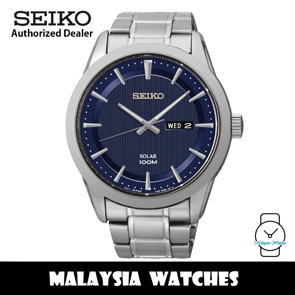 Seiko SNE361P1 Classic Analog Solar Power Hardlex Crystal Glass