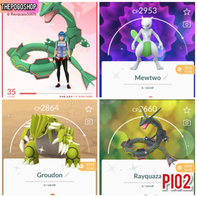 Mewtwo Shiny - Rayquaza Shiny - Pokemon Go - Valor Unitario - DFG