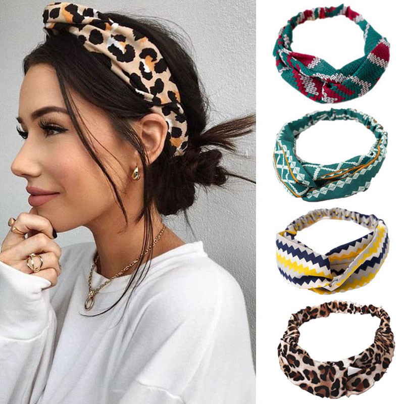 Fashion Floral print Knot Women Headband Vintage Hairband Girls Headwear  Leopard Headband Hair Accessories