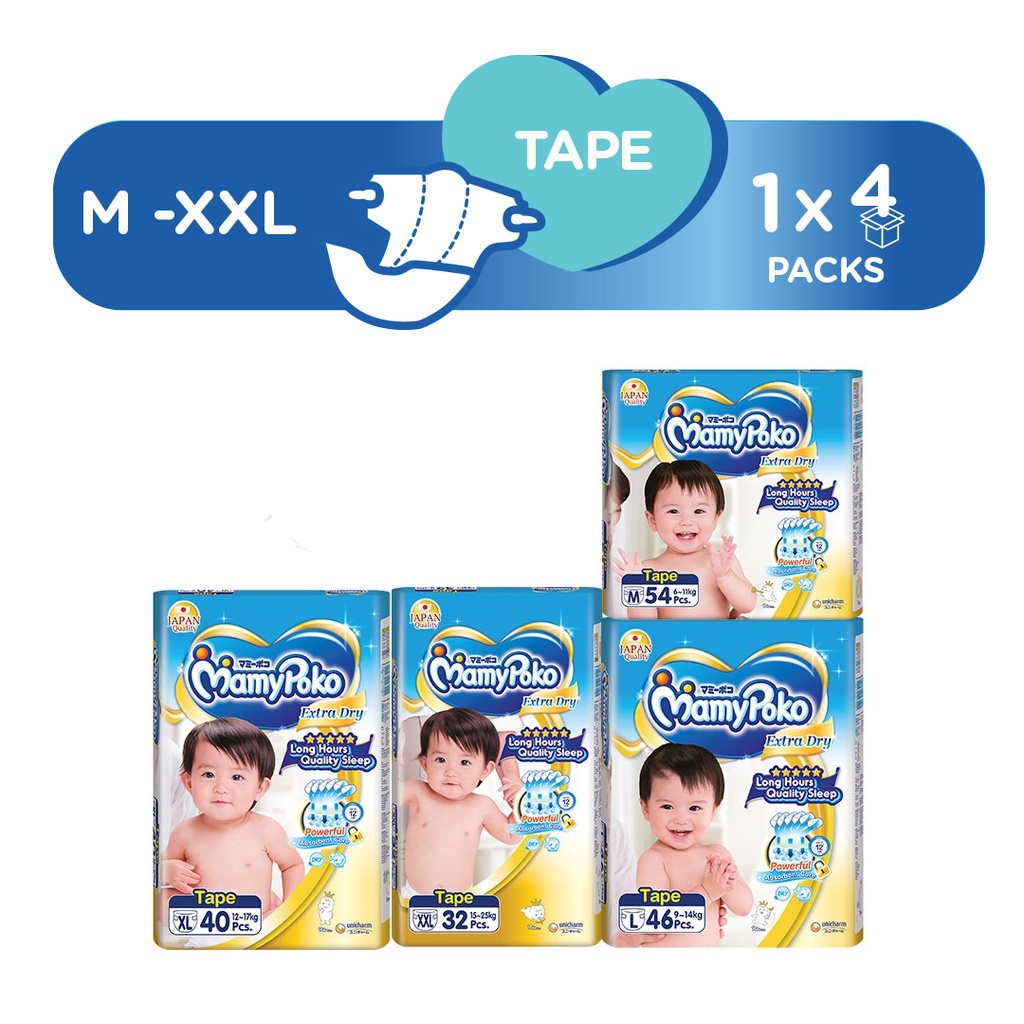 MamyPoko Extra Dry Tape M216/L184/XL160/XXL128 Shopee Malaysia