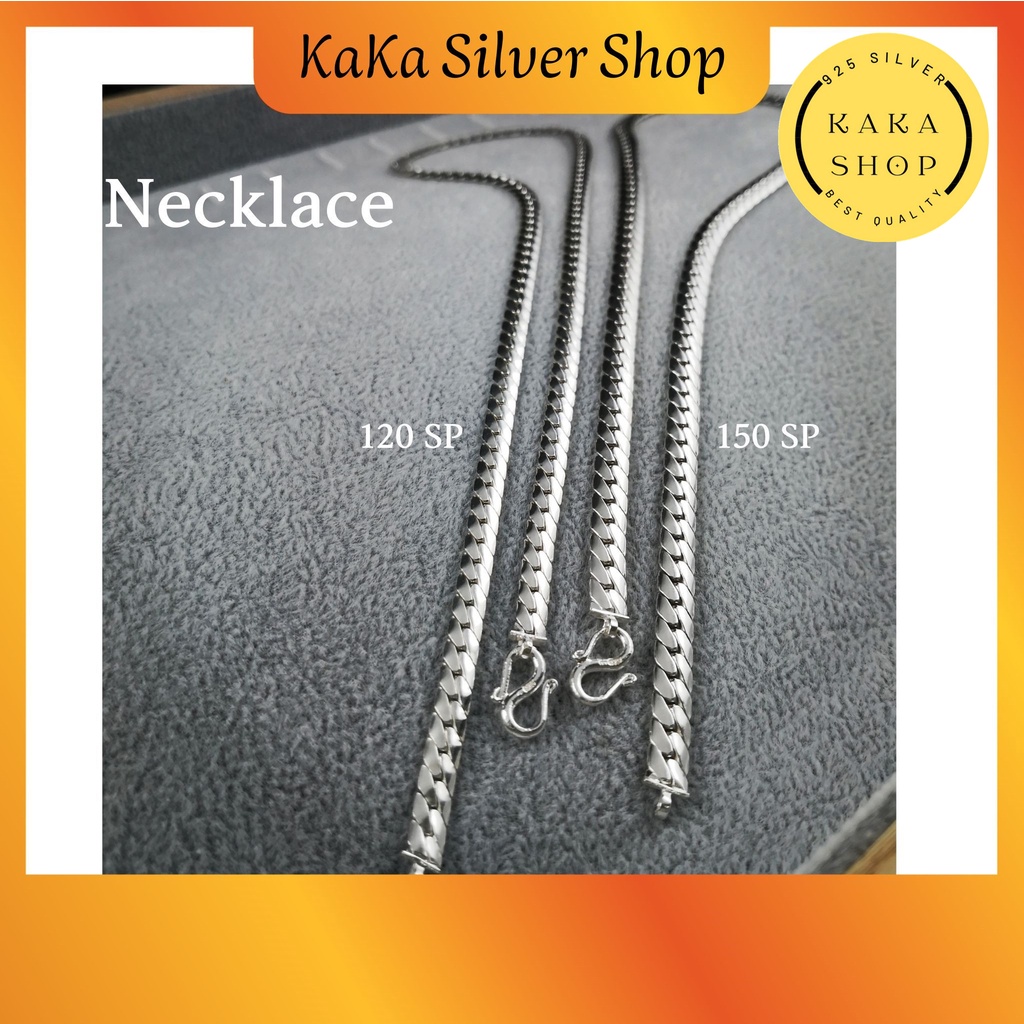 Original 925 Silver Necklace 120/150 SP Chain | Rantai Leher 120/150 SP ...