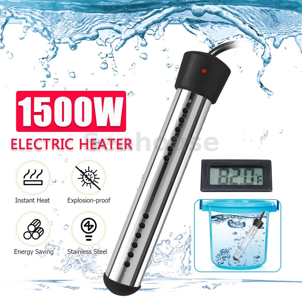 1500W Immersion Waters Heater Electric Metal w/ Rust Proof Stainless ...