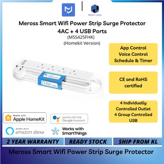 Meross Smart Power Strip, 4 AC 4 USB, MSS425FHK, EU/FR