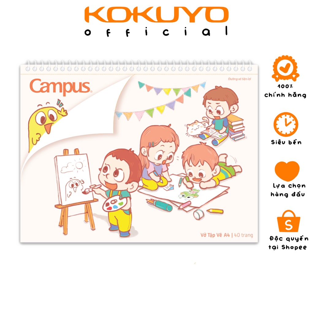 XO Campus Primary spring-bound A4 drawing notebook with precut precut ...