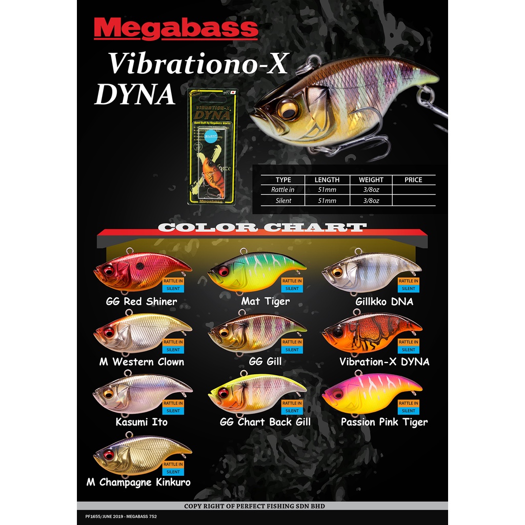 ORIGINAL MEGABASS fishing lure VIBRATION-X DYNA RATTLE & SILENT CRANK ...