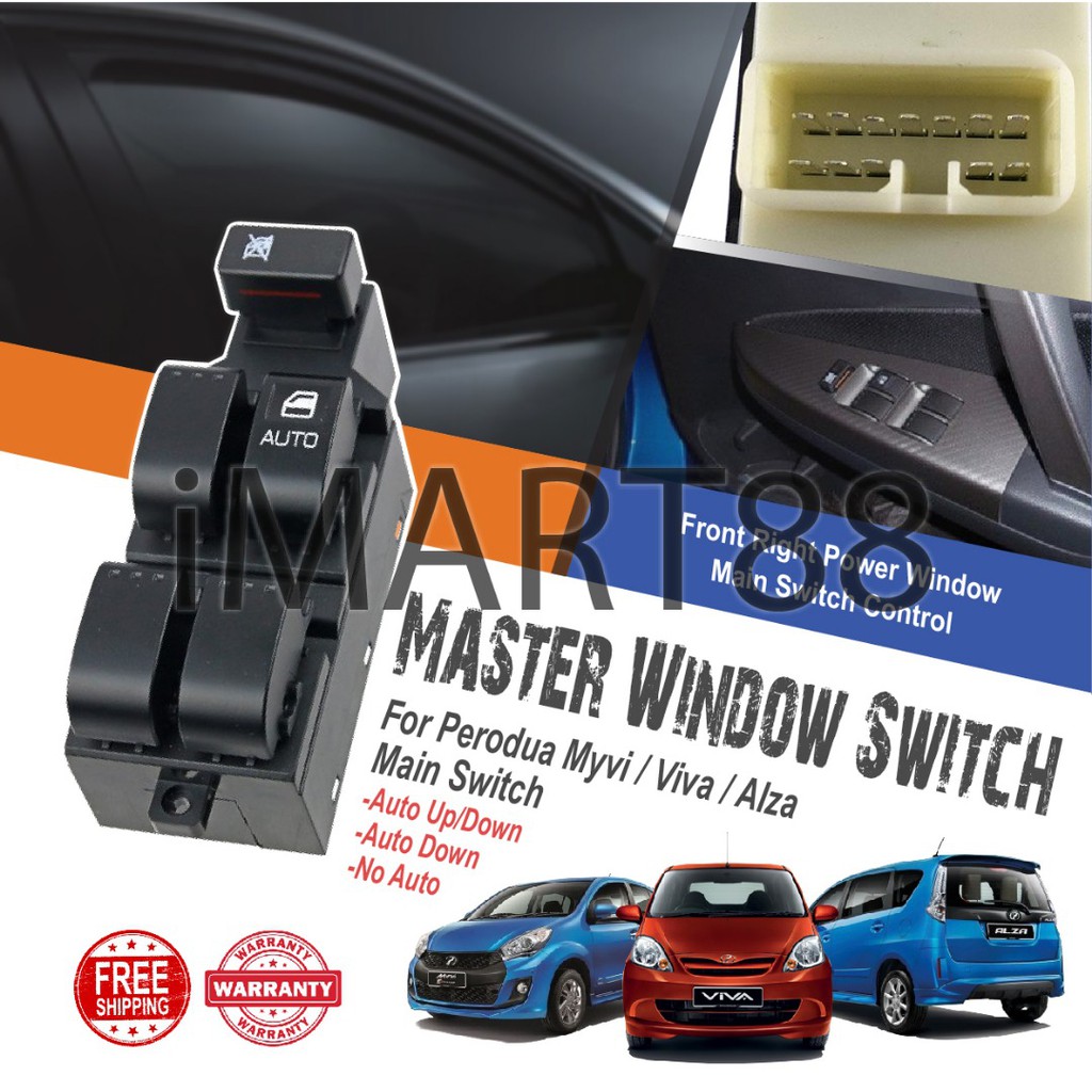 Perodua Myvi Viva Alza Main Power Window Switch Suis Cermin Tingkap