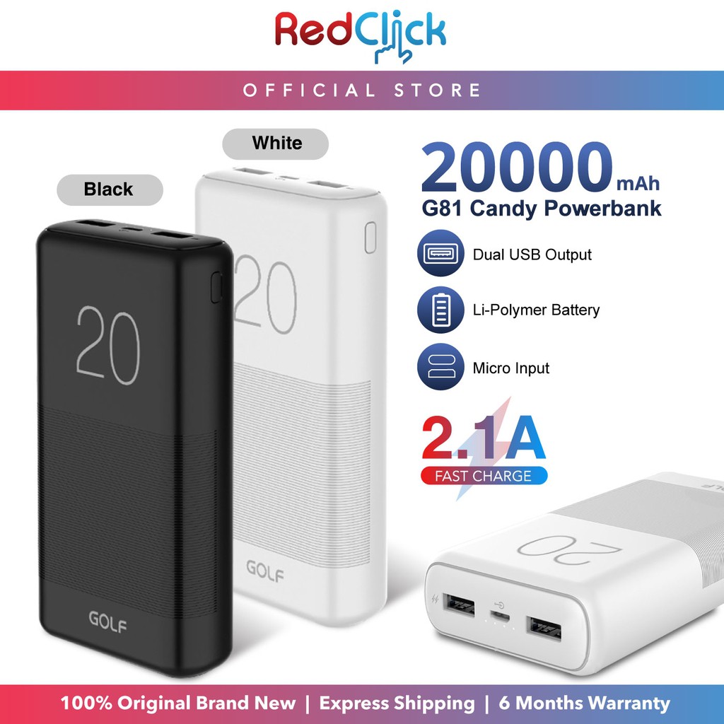 Golf G81 Candy 2 USB Fast Charge Powerbank (20000mAh) Shopee Malaysia