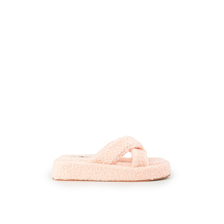 Nose Faux Fur Flat Slide Peach Shopee Malaysia