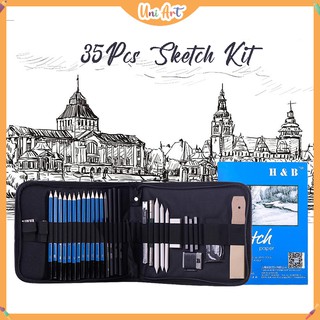 35 Pieces Professional Drawing Pencils and Sketch Kit for Artist