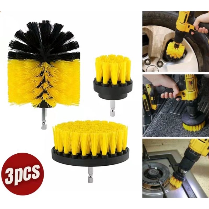 Drillbrush 3 Piece Outdoor Power Scrubber Kit | Red Stiff Bristle Brushes For Patio, Deck & Concrete - View #5