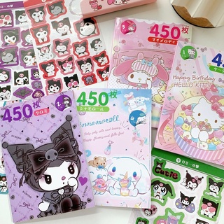 450pcs Sanrio Scrapbook Sticker Book Kuromi Melody Cartoon Cute 16 Sheets  Stickers DIY Journal Diary Decor