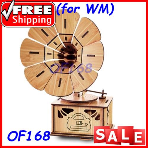 WOODCRAFT ASSEMBLY KIT 3D JIGSAW PUZZLE PHONOGRAPH (CARBIDE BAMBOO
