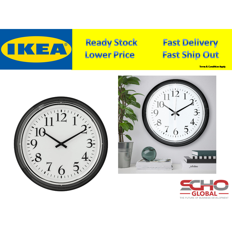 IKEABRAVUR Wall clock, lowvoltage/black(59cm) Shopee Malaysia