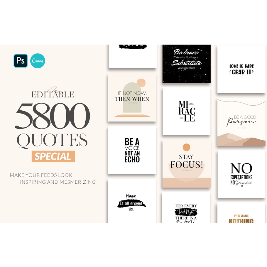 5800 Instagram Editable Quotes CANVA & PHOTOSHOP PSD SUPPORTED Template ...
