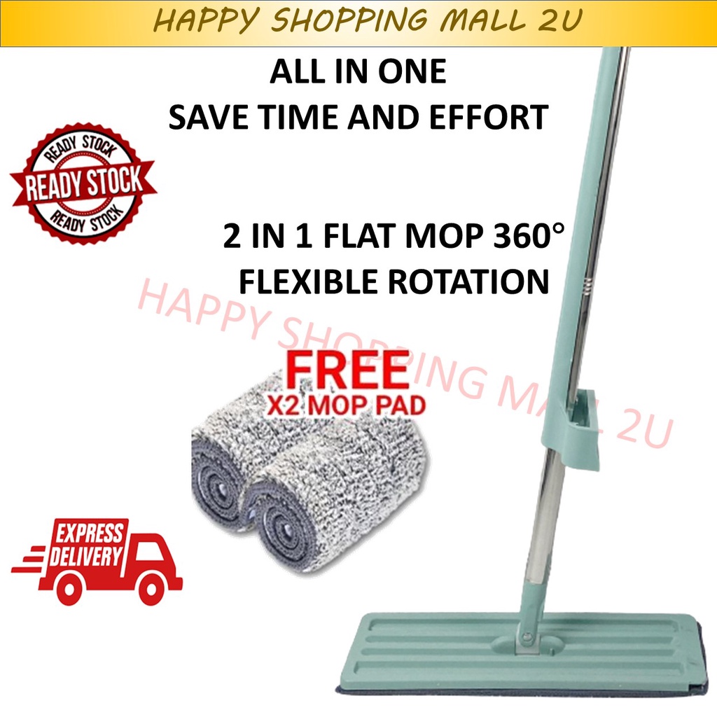 Mop Lantai 360 Rotation Flat Mop Free Hand Washing Lazy Mop Floor ...