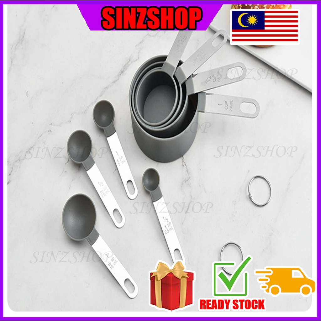 [READY STOCK] Stainless Steel 4 in 1 PP Measuring Cups Spoons Kitchen ...