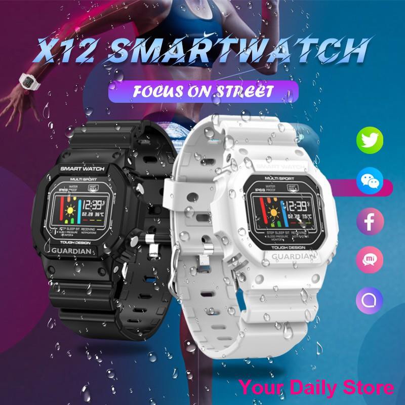 🔥Ready Stock🔥[2PCS 5RM OFF]X12 Casio Style Smart Watch for Men Women
