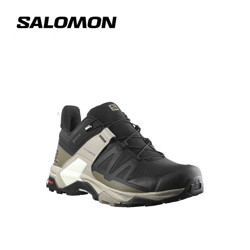 Salomon Men X Ultra 4 GTX Hiking Shoes - Black/Vintage Khaki/Vanilla ...