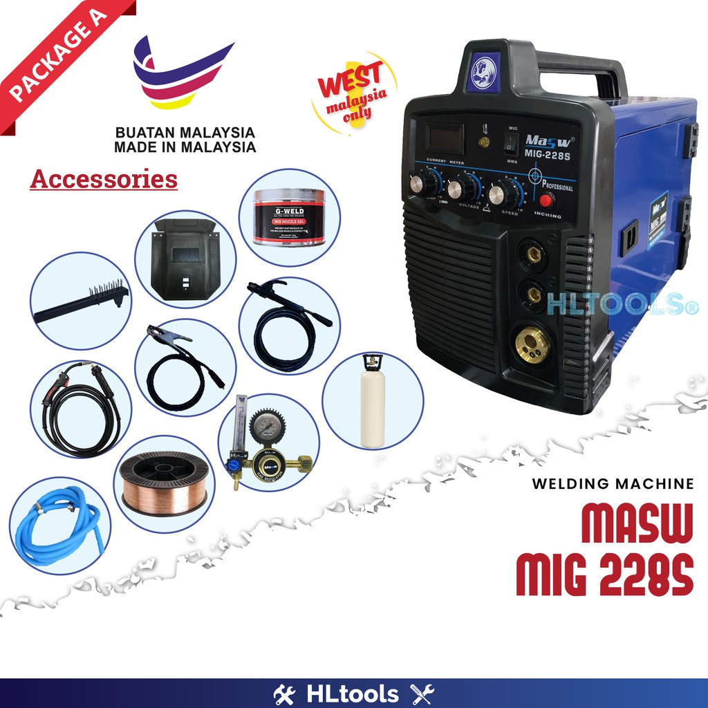 MASW MIG 228S 3 IN 1 MIG & MMA WELDING MACHINE (GAS SET) | Shopee Malaysia