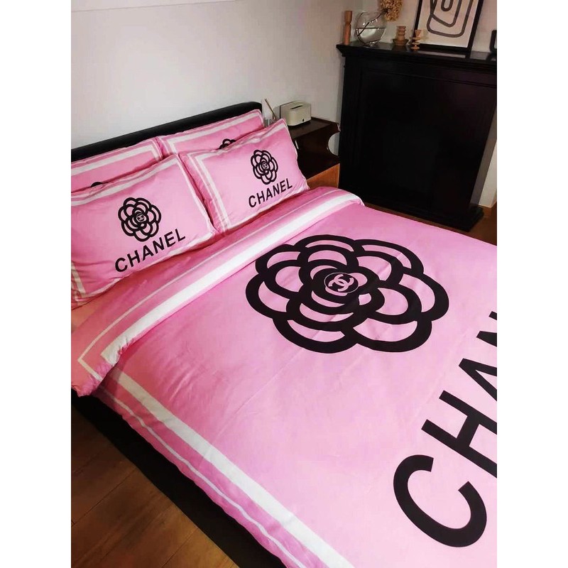 Cadar Chanel Pinky Chanel Flower Luxury Branded Classic Logo Design Bed  Sheet Skin Friendly Cotton 4 Pieces Bedding Set | Shopee Malaysia