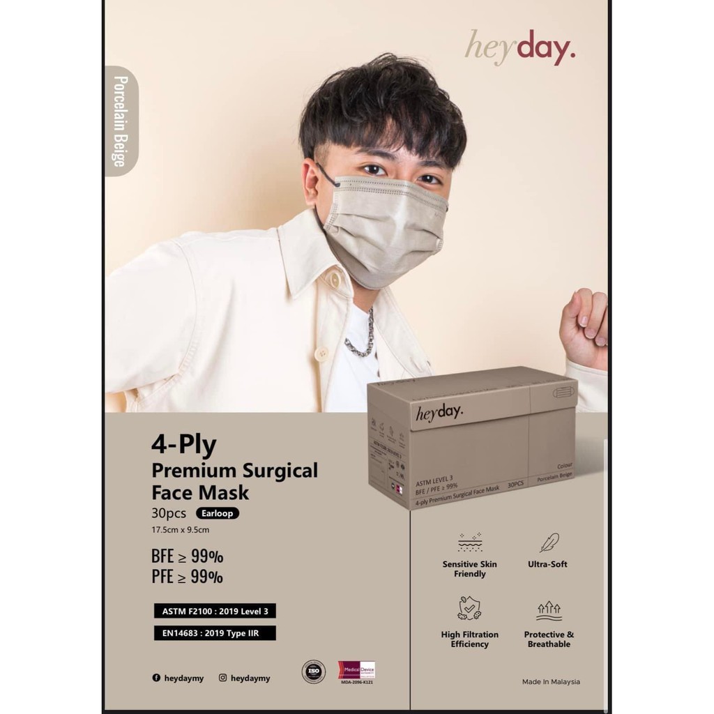 Heyday 4ply Premium Surgical Face Mask -Astm Level 3- (Made in Malaysia ...