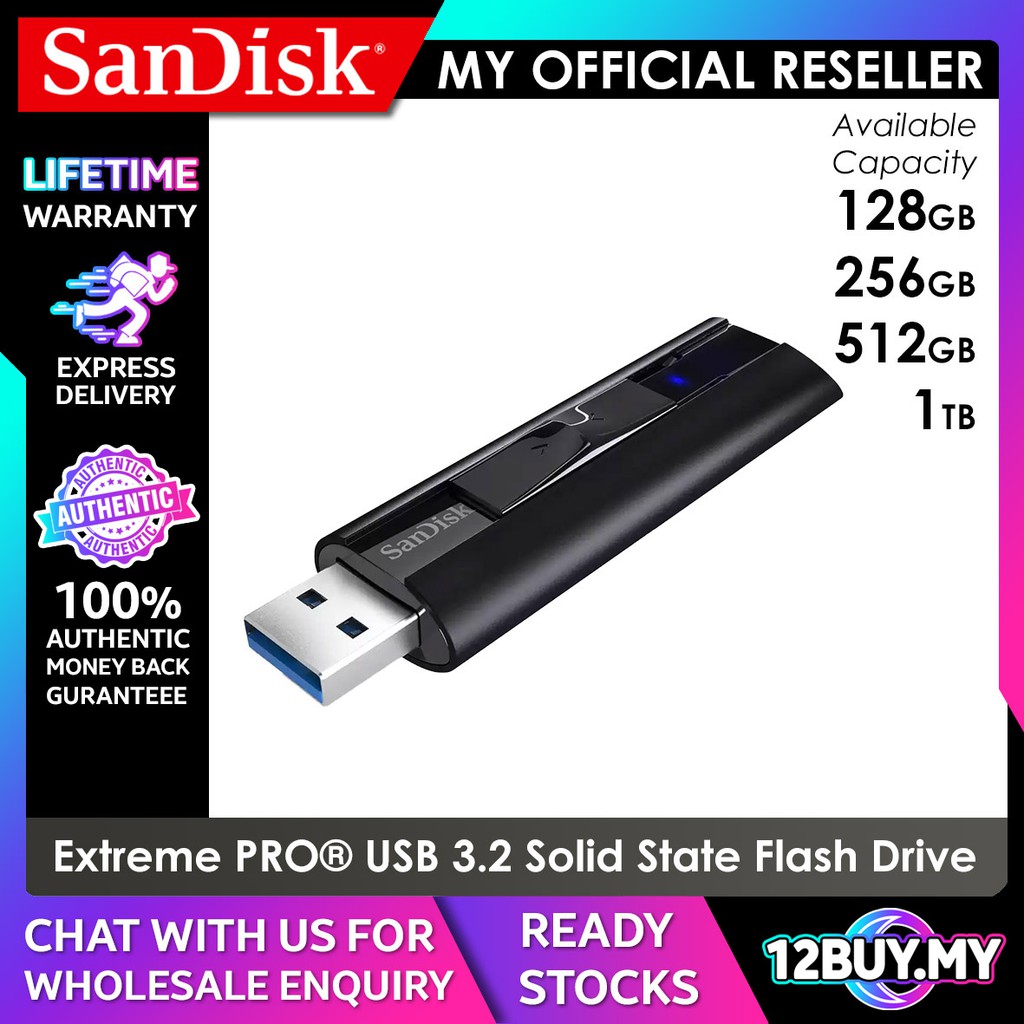 SanDisk Extreme PRO® USB 3.2 Solid State Flash Drive (128 GB - 1 TB)