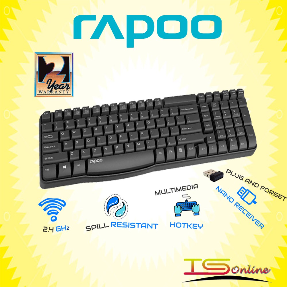 Rapoo E1050 Spill Resistant 24ghz Wireless Keyboard Shopee Malaysia 1902