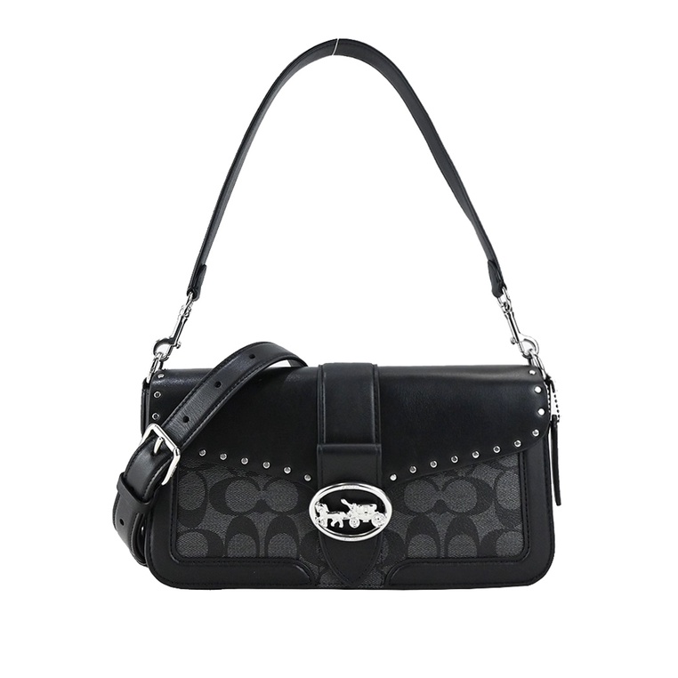 Coach Shoulder Bag In Colorblock Signature Canvas With Rivets