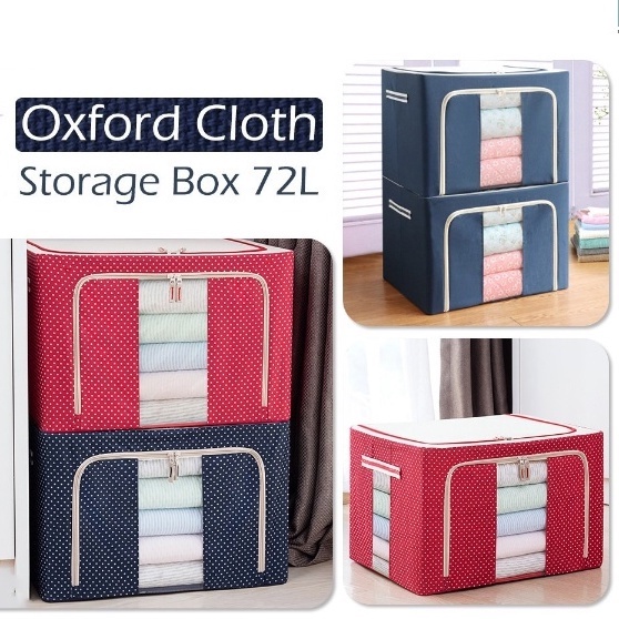 SF_ 72L Oxford Foldable Extra Large Detachable Storage Box with Steel ...