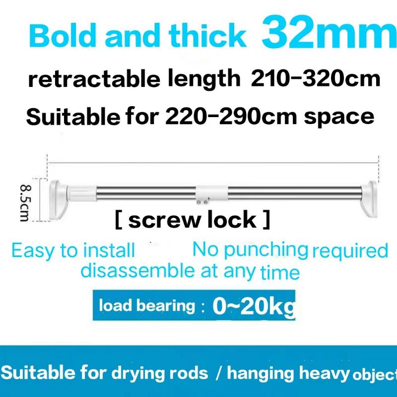 Stainless Steel Adjustable Curtain rod/Batang langsir/batang tirai ...