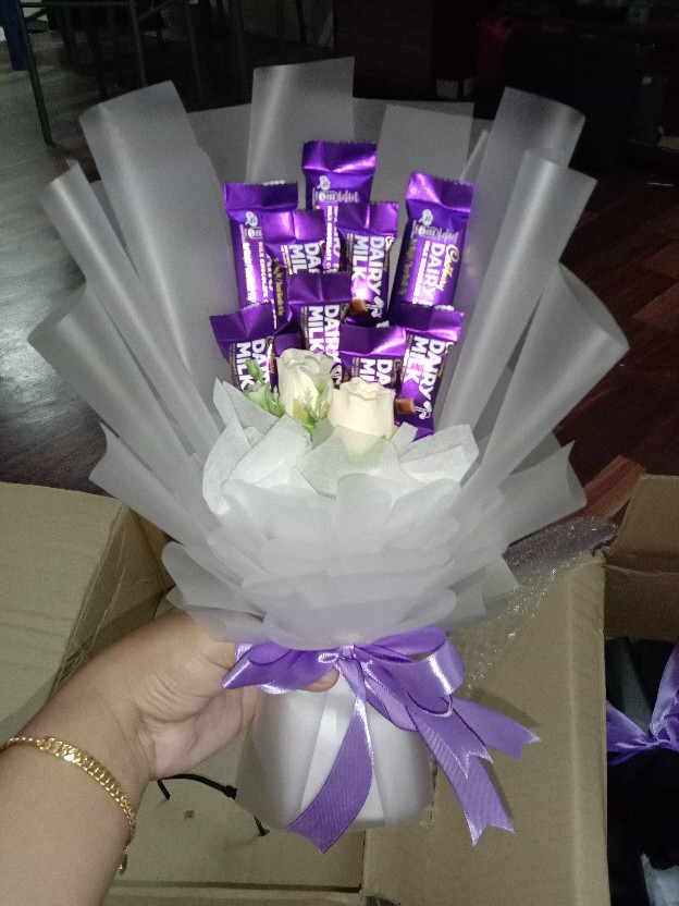 Coklat Bouquet Bajet RM10..silver & - Choco Wrapper Gift