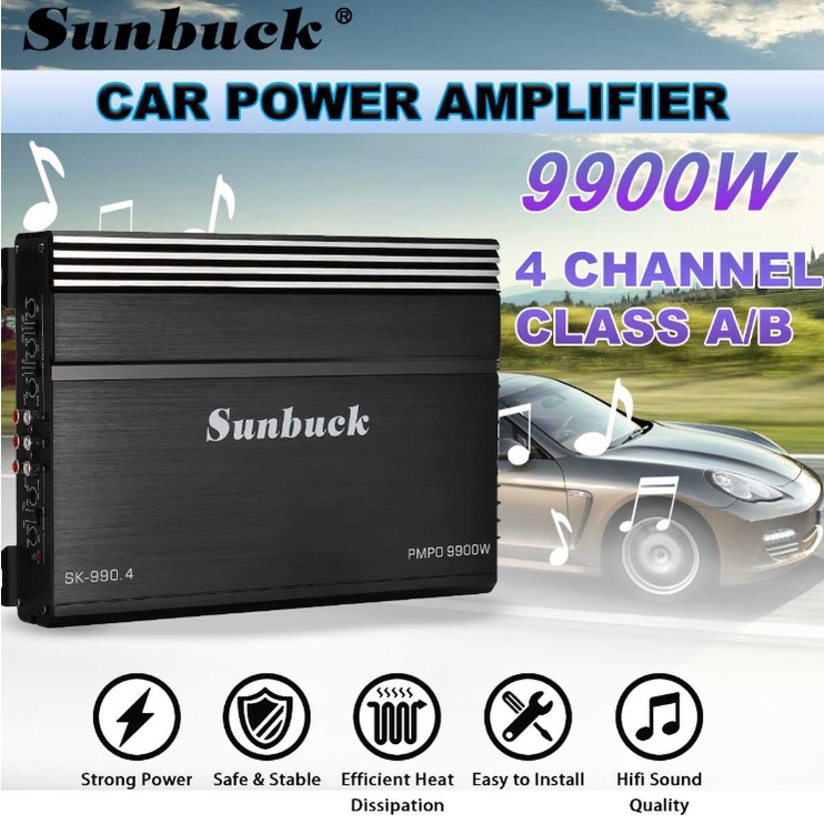 Car Amplifier 9900W 12V Multichannel Powerful Car Audio Subwoofer Aluminum Alloy Vehicle Power