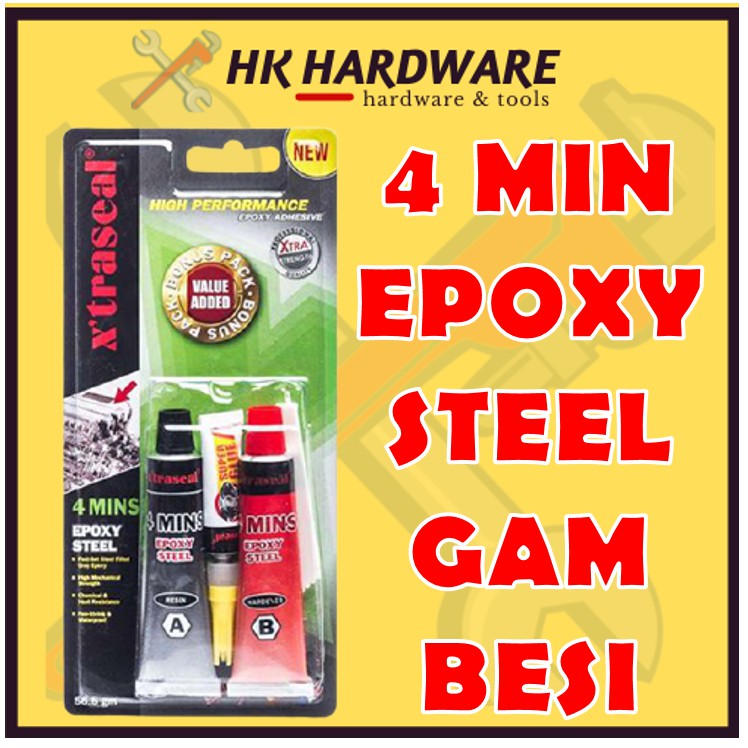 X'TRASEAL 4 MINUTES EPOXY STEEL HIGH PERFOMANCE EPOXY ADHESIVE 56.5GM ...