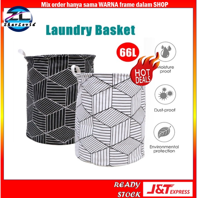 Laundry Bag Storage Basket Foldable Metal Frame Toy Bakul Dobi
