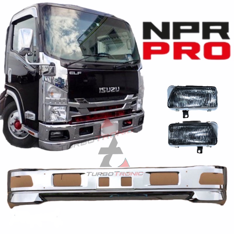 Isuzu Npr Pro Chrome Bumper Ton Complete Set Shopee Malaysia