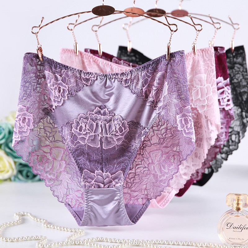 Big Large Size High Waist Panties for Women Underwear Ladies Sexy Lace  Briefs