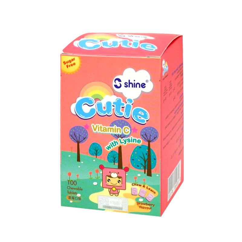 SHINE KIDS VITAMIN C WITH LYSINE STRAWBERRY X 100'S (SUGAR FREE